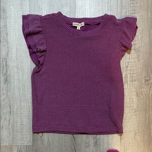 Moa Moa Textured Purple Short Sleeve Top